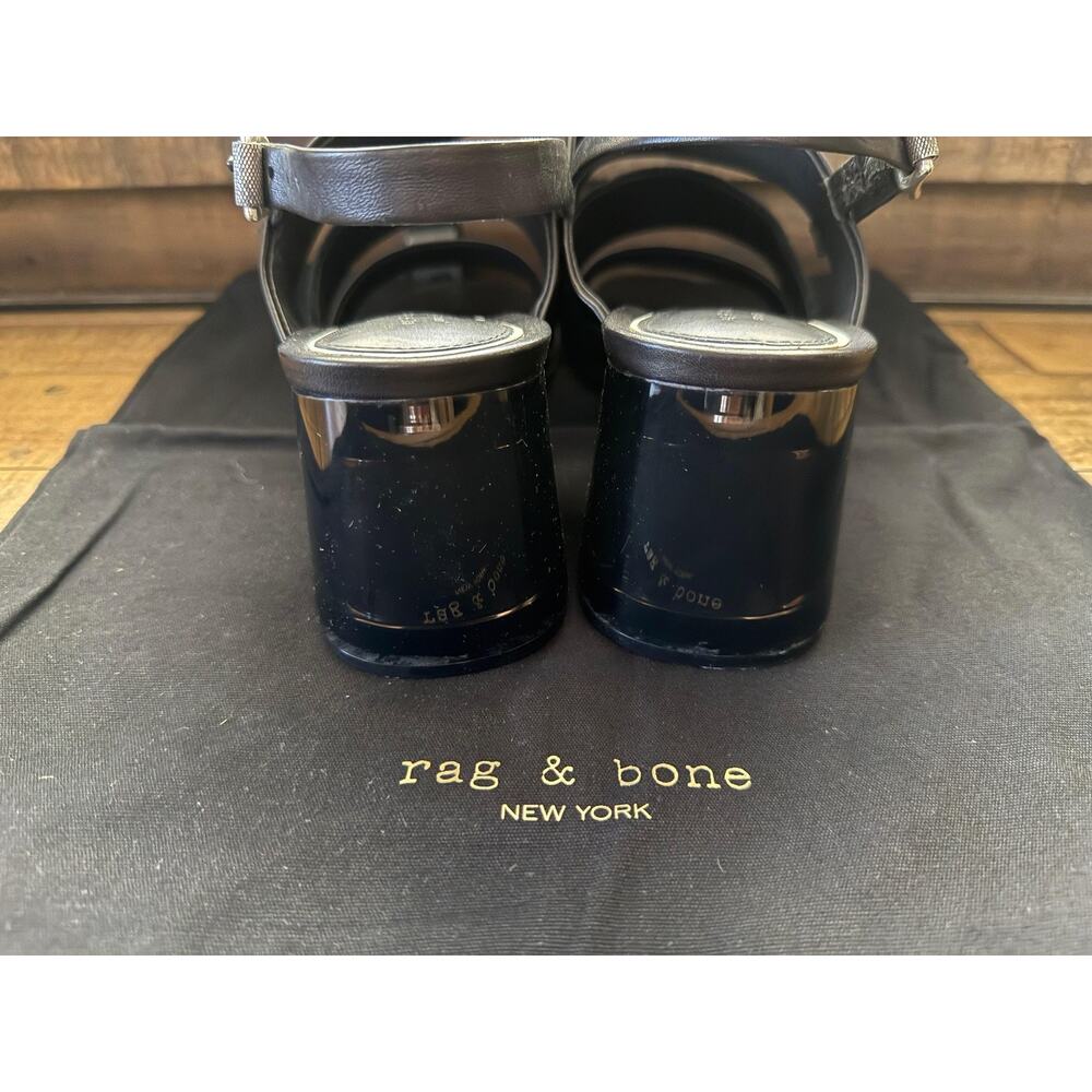 Rag & Bone Shoes Women's Size 40 Black Leather Block Heel Slingback Sandals - Picture 6 of 14
